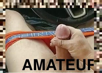 Huge cum in my car!!