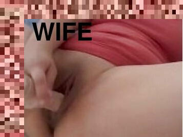 Latina wife masturbating with 9 inch dildo squirts