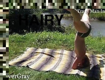 Yoga By The River Trans Man In Tiny Shorts - River Gray