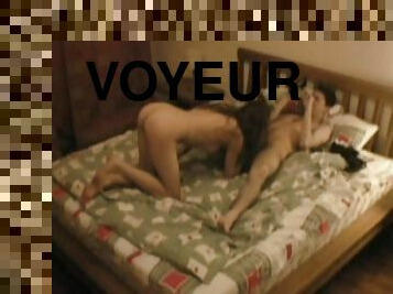 Voyeur enjoys hot couple fucking