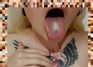 fitta-pussy, amatör, creampie, svart, slyna, smutsig, sprut, ensam, tatuering, små-bröst