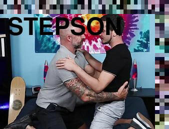 Bear Step Dad approaches his stepson with a blowjob