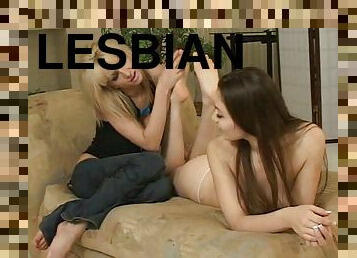 Lesbians licking feet
