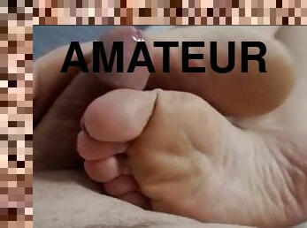 Foot job and cum rub
