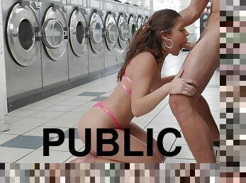 Massive dick at the laundromat to smash her wet pussy and ass