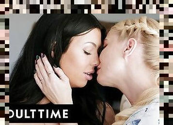 ADULT TIME - Shy Lesbian Serene Siren Loses Lesbian Virginity To Best Friend's Stepmom Holly Day!