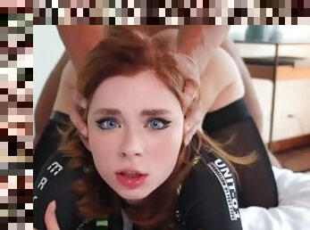 Hot Sex and Deepthroat with Redhead QT Robot till Pussy Creampie