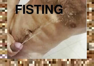 SpliceFist - Athletic Body masturbating in shower, Anal Play, Prolapse, piss in face and on sixpack