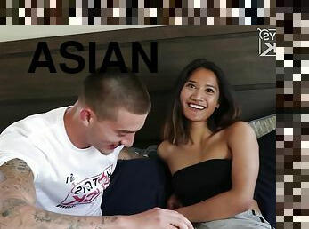 asiatisk, rumpe, store-pupper, utendørs, amatør, blowjob, cumshot, stor-pikk, tenåring, hardcore