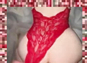 Red lingerie big dick tight wet ass pussy