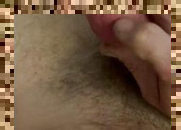 Dude playing with his cock and precum.