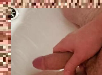 I like to caress my penis before the shower, masturbation.