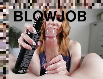 Cute 18yo Redhead Girl HJ - POV homemade Blowjob and handjob