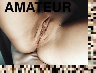 masturbation, orgasme, chatte-pussy, maigre, giclée, amateur, jouet, maison, française, point-de-vue