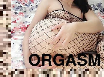 Fishnets Moaning Dildo Orgasm Solo