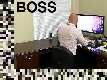 Bald hunky boss Mitch Vaughn ass fucks young Dustin Fitch