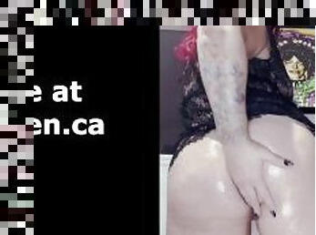 BBW Goth MILF Rubs Her Big Ass & Huge Tits with Oil