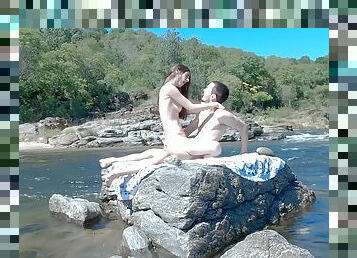 Hot Couple Having Risky Sex On Public Beach And Bus - Huge Double Cumshot