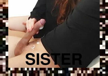 I asked my stepsister to help me cum while i was watching tv