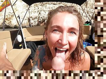 Having Fun With My Husband On A Boat While Sucking His Dick