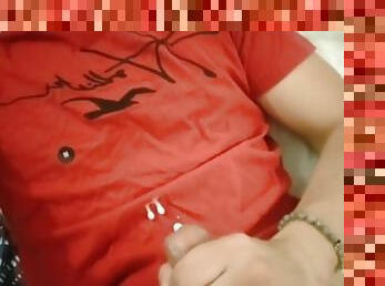 puppyzmo cums on a red t-shirt