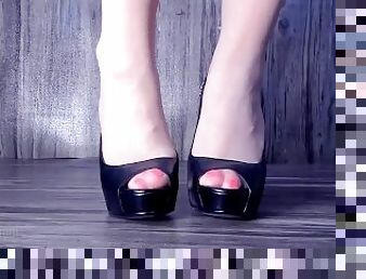 payudara-besar, stocking, hitam, kaki, berambut-merah, payudara, wanita-simpanan, menggoda, jari-kaki