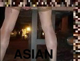 asiatique, vieux, en-plein-air, public, amateur, anal, mature, jouet, gode, plus-agée