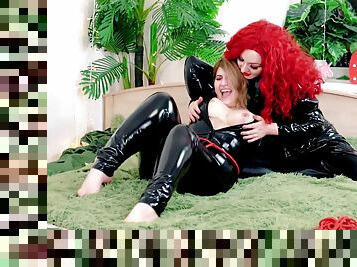 Arya Grander In Lesbian Pvc Fetish Soft Play With Tickling And Positive Femdom Masturbation