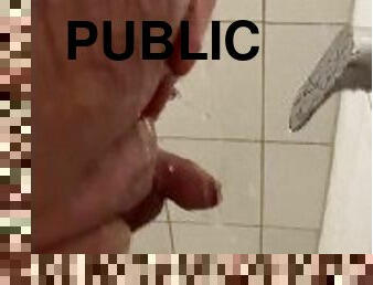 Washing my soft dick in hostel shower