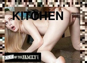 He Destroyed His Dirty Stepdaughter's Tight Pussy On The Kitchen Counter