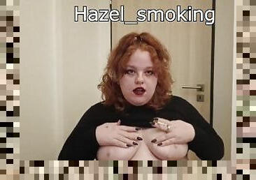 Your goth GF shows you her boobs while smoking