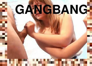 Shy Blonde Teen Gangbang