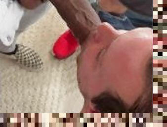 Eager cumwhore sucks again! Starts w a HUGE BBC, good skull fucking and ends w a heavy jock facial!