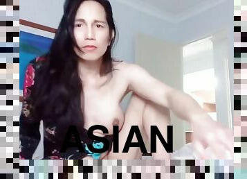 asiático, teta-grande, masturbação, transsexual, amador, rabo, sozinho