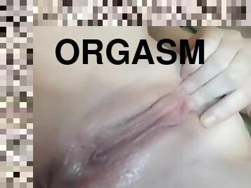 mastubasi, orgasme, vagina-pussy, muncrat, amatir, berambut-merah, sperma, seorang-diri, basah