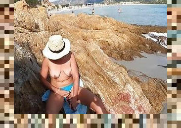 pelancapan, di-luar, awam, isteri, amateur, cam, pantai, voyeur, ditangkap