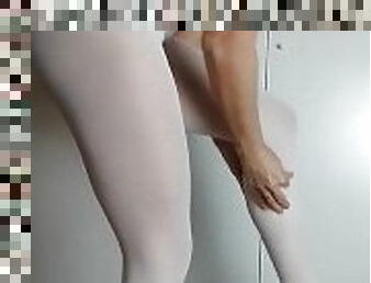 Anna perv wants to pee and talks about it in Polish and then pisses in her pantyhose