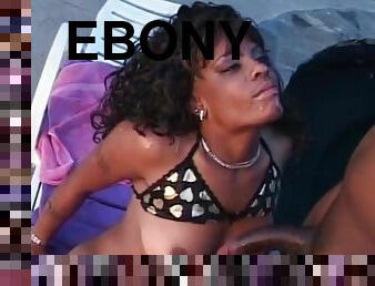 Ebony Busty Girl Fucked By The Pool