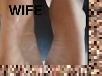 Cum All over My Wife's SEXY Soles after Morning Workout - Great Footjob!