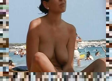 allaperto, videocamera, spiaggia, voyeur, topless