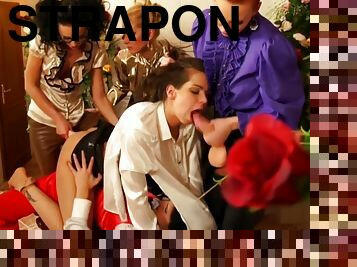 Strapon Group Lesbian Sex Party With Strapons