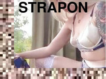 strapon, dilettant, anal-sex, babe, spielzeug, blondine, fetisch, herrin, vorherrschaft, domina