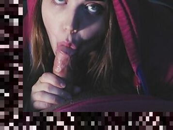 Early Morning BLOWJOB Before School In Her Favorite Hoodie, EATS Cumshot!