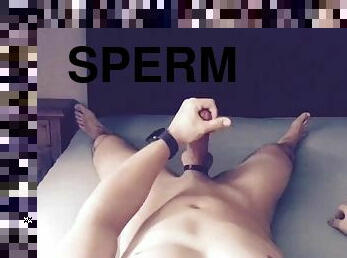 mastubasi, cumshot-keluarnya-sperma, penis-besar, homo, handjob-seks-dengan-tangan-wanita-pada-penis-laki-laki, sentakkan, sperma-sperm, seorang-diri, penis