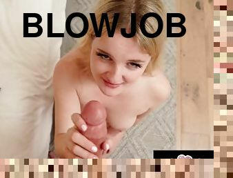OnlyTeenBlowjobs - Juicy Blonde Stepsister Helped With Studies And With Blowjob - Eliza Eves,