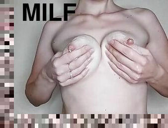 Milf Plays With Milky Tits On Cam