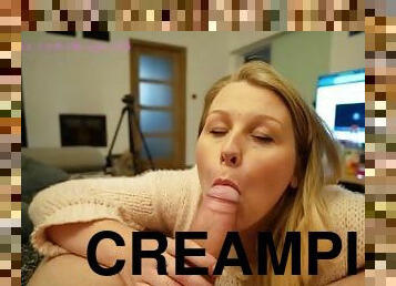 Fun with creampie from pregnant girl at home