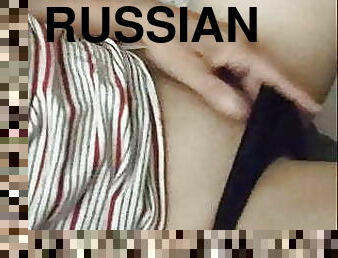 A horny young Russian MILF masturbates 