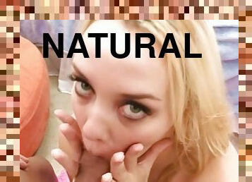 Natural-tit blonde Annette Schwartz is sucking