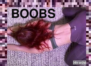 Redhead teen does deep stretching workout